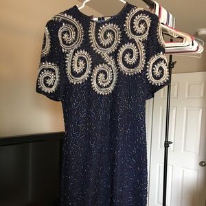 Vintage beaded knee high dress